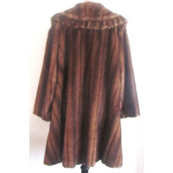 Women's Faux Fur Designer C H Couture Helene Brown Faux Mink Fur Coat 12.R - Picture 3 of 16